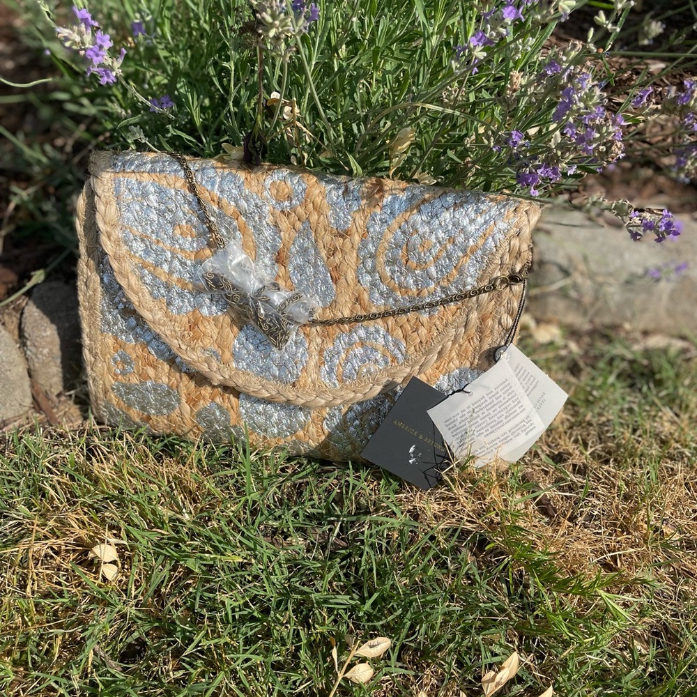 Envelope Clutch Jute Bag NWT - Picture 3 of 3